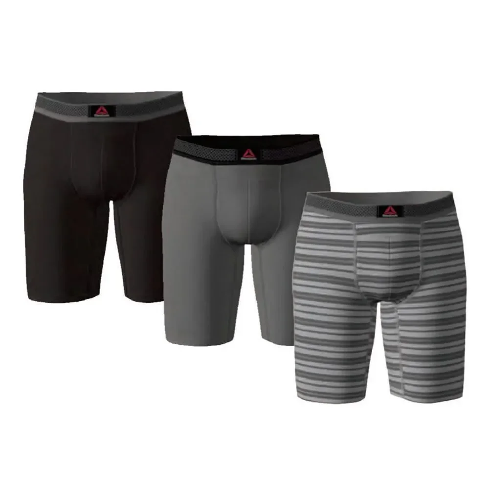 Reebok Men's Performance‎ 9” inseam Boxer Brief 3 Pack Featherweight 2XL 44-46